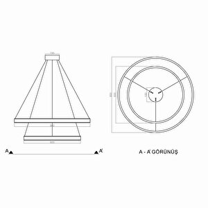 Double Light Çift Yön Led Avize Ø80-60cm 158 Watt