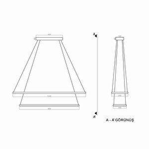 Sarkıt Led Avize Sumatra Dikdörtgen 110 X 25 Cm 88 Watt