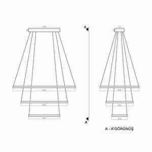 Trinity Sarkıt Lamba 	80x50-60x35-40x20 Cm 103watt