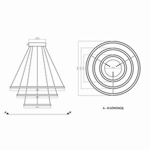 Skygarden Geniş Mekanlar Sarkıt Led Avize  Ø80-60-40 Cm 205watt