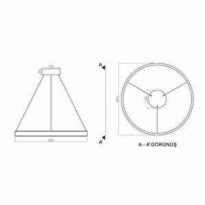 Double Light Çift Yön Led Avize Ø60cm 68 Watt