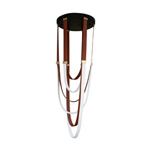 Leather Light Yüksek Tavan Sarkıt Led Deri Avize 165 Cm 127 Watt Kumandalı