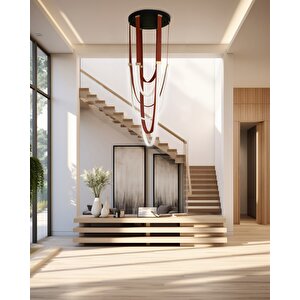 Leather Light Yüksek Tavan Sarkıt Led Deri Avize 165 Cm 127 Watt Kumandalı
