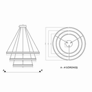 Double Light Çift Yön Led Avize Ø100-80-60 Cm 272 Watt