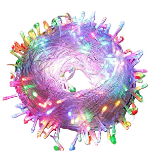 10m Boncuk Lamba Rgb 8 Fonksiyon 100 Led Fişli Uzatma Kablolu Siyah Kablo