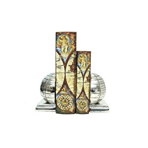 Kutu Kitap Harita 2'li Set Kitap Kutusu Dekoratif Hediyelik