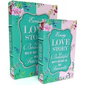 Kutu Kitap Love Story 2'li Set Kitap Kutusu Dekoratif Hediyelik