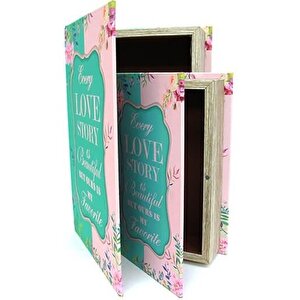 Kutu Kitap Love Story 2'li Set Kitap Kutusu Dekoratif Hediyelik