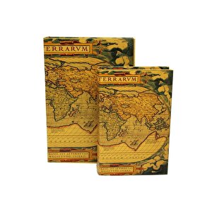 Kutu Kitap Harita 2'li Set Dekoratif Knm-c0141