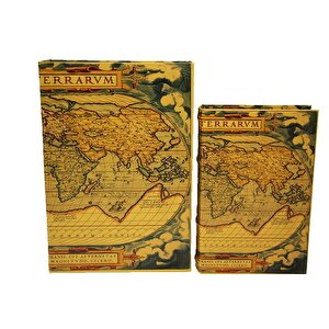 Kutu Kitap Harita 2'li Set Dekoratif Knm-c0141
