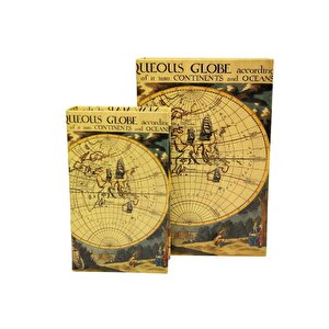Kutu Kitap Harita 2'li Set Dekoratif Knm-c0140