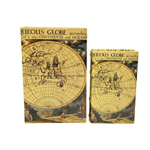 Kutu Kitap Harita 2'li Set Dekoratif Knm-c0140