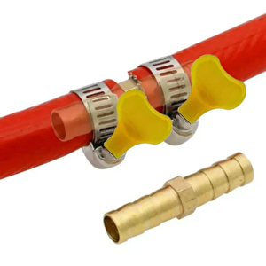 Hortum Kelepçesi Plastik Kelebek (2 Adet) Ve 2 Yollu Pirinç Konnektör(12mm-1/2')