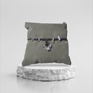 Ay Taşı Halhal Doğal Taş Bileklik Hal Hal  Ayarlanabilir İpli Moon Stone Kristalize Kırık Taş Şifalı Halhal Bileklik