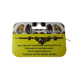 Kaplan Gözü Taşı Halhal Doğal Taş Bileklik Hal Hal  Ayarlanabilir İpli Kahverengi Kristalize Kırık Taş Şifalı Halhal Bileklik