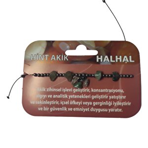 Hint Akik Taşı Halhal Doğal Taş Bileklik Hal Hal  Ayarlanabilir İpli Akik Kristalize Kırık Taş Şifalı Halhal Bileklik