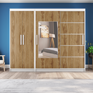 Sürgülü Gardırop Kısmi Kapaklı Sürgülü Dolap 270/210 (parlak Beyaz+ud)