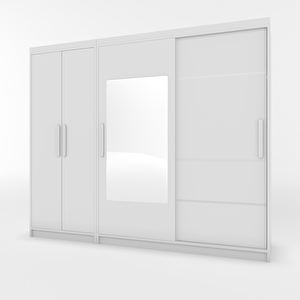 Sürgülü Gardırop Kısmı Kapaklı Sürgülü Gardırop 270/210 Cm (parlak Beyaz)