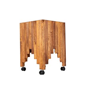 Dekoratif Ahşap Saksılık Çiçeklik Ahşap Saksı Altlığı 38x38x50 Cm Tekerlekli Saksı Sehpası