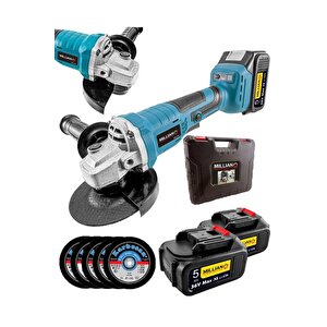 36 V Profesyonel 125 Mm Kömürsüz Çift Akülü Şarjlı Taşlama Spiral Makinesi