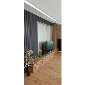 Akustik Duvar Paneli / 60x280 / Antrasit / 5 Mm Keçe / 6 Mm Çıta