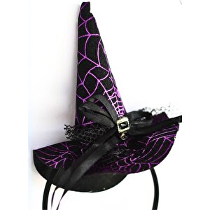 Halloween Şapkali Cadi Taç Mor
