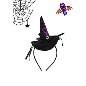 Halloween Şapkali Cadi Taç Mor