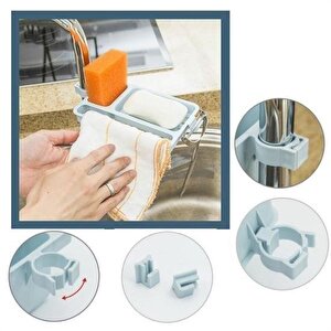 Elaletionline Musluğa Takılan Sünger Havlu Askılı Sabun Hazneli Mutfak Banyo Lavabo Düzenleyici Organizer