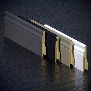 Aparatlı Özel Süpürgelik / 12 Cm / Pvc Beyaz / 280 Cm Uzunluk / 10'lu Paket / 1. Kalite Mdf