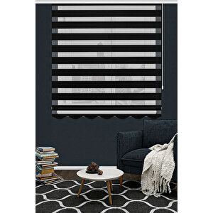 Sarmaşik Stor Perde Bambu Lüx Seri̇ Si̇yah Zebra Etek Di̇li̇mli̇ Stor Perde  115 X 180 115x180 cm