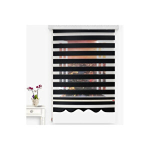 Sarmaşik Stor Perde Bambu Si̇yah Zebra Etek Di̇li̇mli̇ Stor Perde  80 X 150 80x150 cm