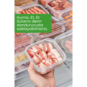 7 Li Sızdırmaz Buzdolabı İçi Düzenleyici Buzluk Derin Dondurucu Saklama Kabı- Et Kıyma Et Suyu