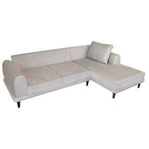 Nero Kadife Köşe Koltuk, Açık Gri, 250x160, Sağ Köşe Açık Gri
