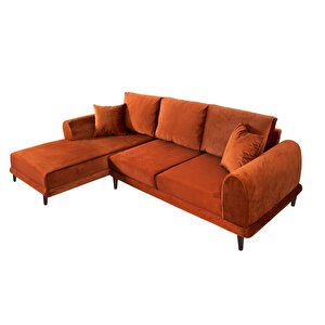 Nero Kadife Köşe Koltuk, Kiremit, 250x160, Sol Köşe