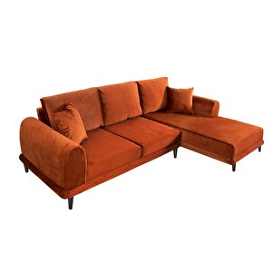 Nero Kadife Köşe Koltuk, Kiremit, 250x160, Sağ Köşe