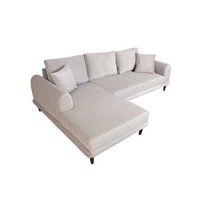 Nero Kadife Köşe Koltuk, Açık Gri, 250x160, Sol Köşe Açık Gri
