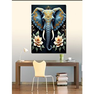 Kanvas Tablo Çiçekli Fil 100x140 cm