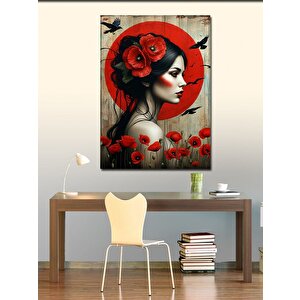 Kanvas Tablo Papatya Kadın Portresi 70x100 cm