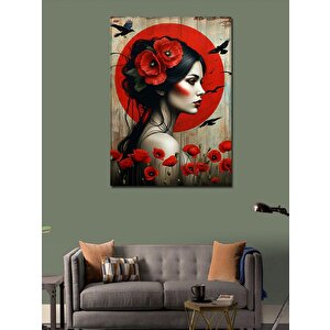 Kanvas Tablo Papatya Kadın Portresi 70x100 cm