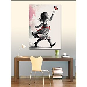 Kanvas Tablo Kelebek Kovalayan Kız 70x100 cm