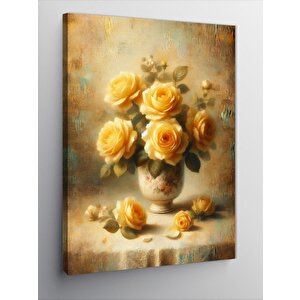 Kanvas Tablo Sarı Çiçekler Ve Vazolar 70x100 cm