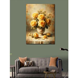 Kanvas Tablo Sarı Çiçekler Ve Vazolar 70x100 cm