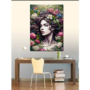 Kanvas Tablo Çiçeklerle Kaplı Kadın Portresi 70x100 cm