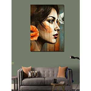 Kanvas Tablo Çiçekli Kadın Portresi 70x100 cm