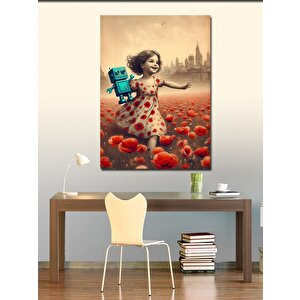 Kanvas Tablo Papatya Tarlasında Kız Çocuğu 100x140 cm