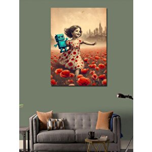 Kanvas Tablo Papatya Tarlasında Kız Çocuğu 100x140 cm