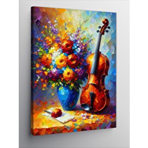 Kanvas Tablo Çiçekli Keman 100x140 cm