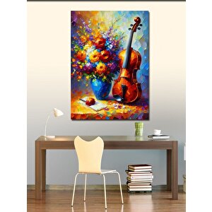 Kanvas Tablo Çiçekli Keman 100x140 cm