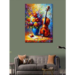 Kanvas Tablo Çiçekli Keman 100x140 cm