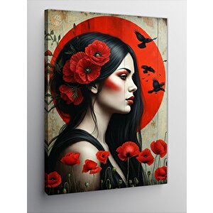 Kanvas Tablo Çiçekli Kadın 70x100 cm